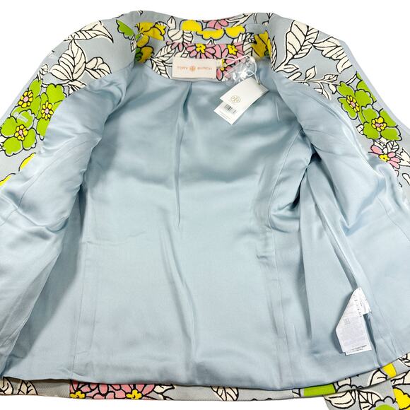 TORY BURCH Wallpaper Floral Twill Crepe Jacket in Blue Wallpaper Floral 2 - Picture 6 of 14
